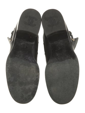 Chanel Interlocking CC Logo Leather Moto Boots