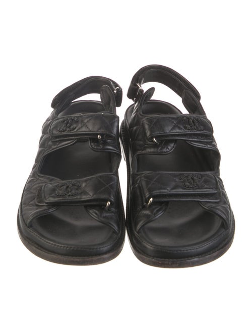 Chanel Interlocking CC Logo Leather Slingback Sandals