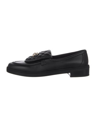 Chanel Interlocking CC Logo Leather Loafers
