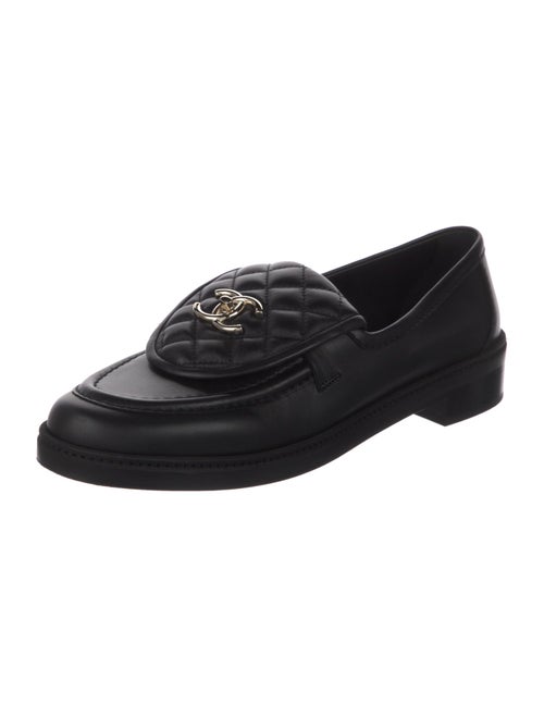 Chanel Interlocking CC Logo Leather Loafers