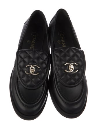 Chanel Interlocking CC Logo Leather Loafers