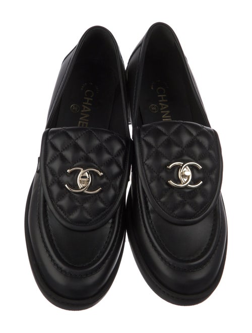 Chanel Interlocking CC Logo Leather Loafers
