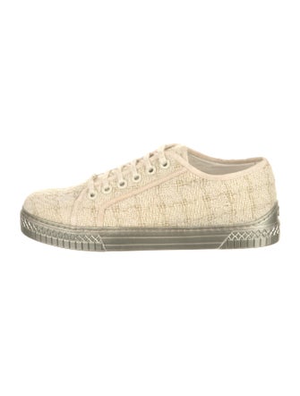 Chanel Interlocking CC Logo Tweed Sneakers