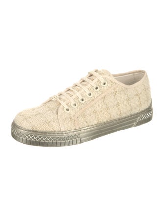 Chanel Interlocking CC Logo Tweed Sneakers