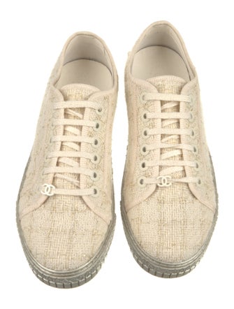 Chanel Interlocking CC Logo Tweed Sneakers