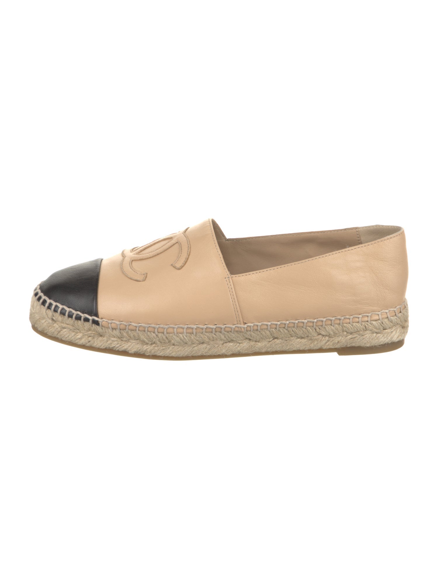 Chanel Interlocking CC Logo Leather Espadrilles