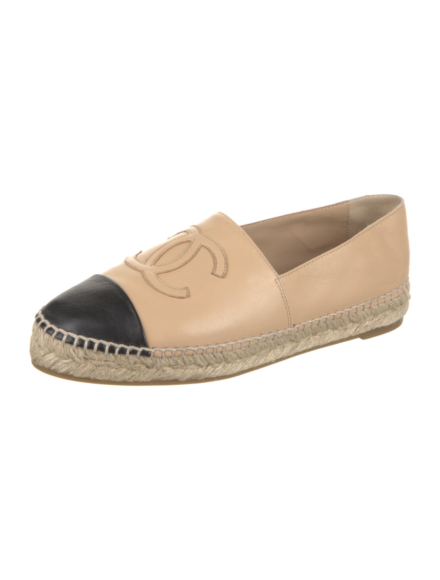 Chanel Interlocking CC Logo Leather Espadrilles