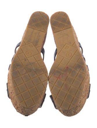 Chanel Interlocking CC Logo Leather Slingback Sandals