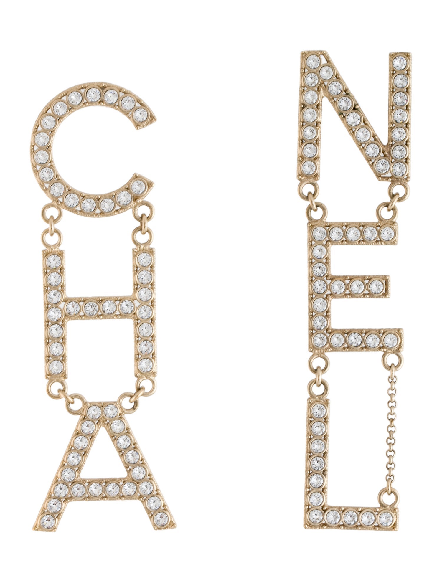 Chanel Strass Logo Drop Earrings
