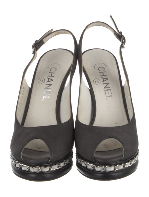 Chanel Interlocking CC Logo Leather Slingback Pumps