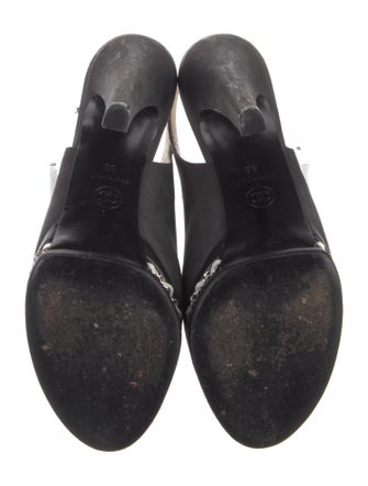 Chanel Interlocking CC Logo Leather Slingback Pumps