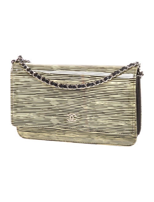 Chanel Patent Striped Wallet On Chain