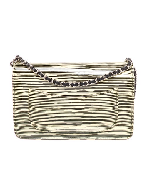 Chanel Patent Striped Wallet On Chain