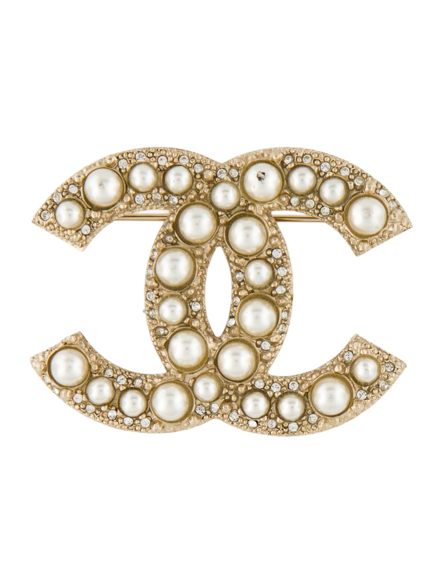 Chanel Faux Pearl & Strass CC Brooch