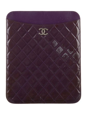 Chanel Patent Quilted iPad Case