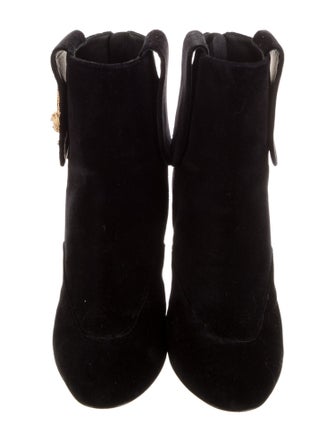 Chanel Interlocking CC Logo Velvet Boots