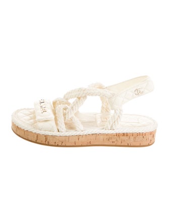 Chanel Interlocking CC Logo Leather Espadrilles