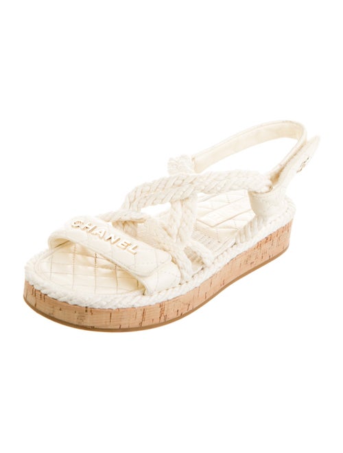 Chanel Interlocking CC Logo Leather Espadrilles