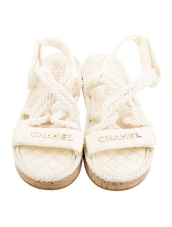 Chanel Interlocking CC Logo Leather Espadrilles