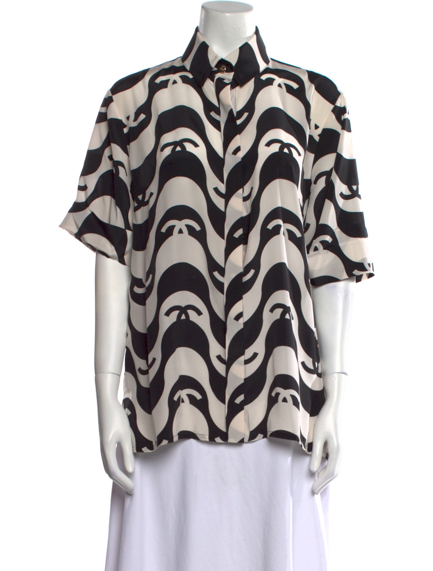 Chanel 2021 Silk Button-Up Top