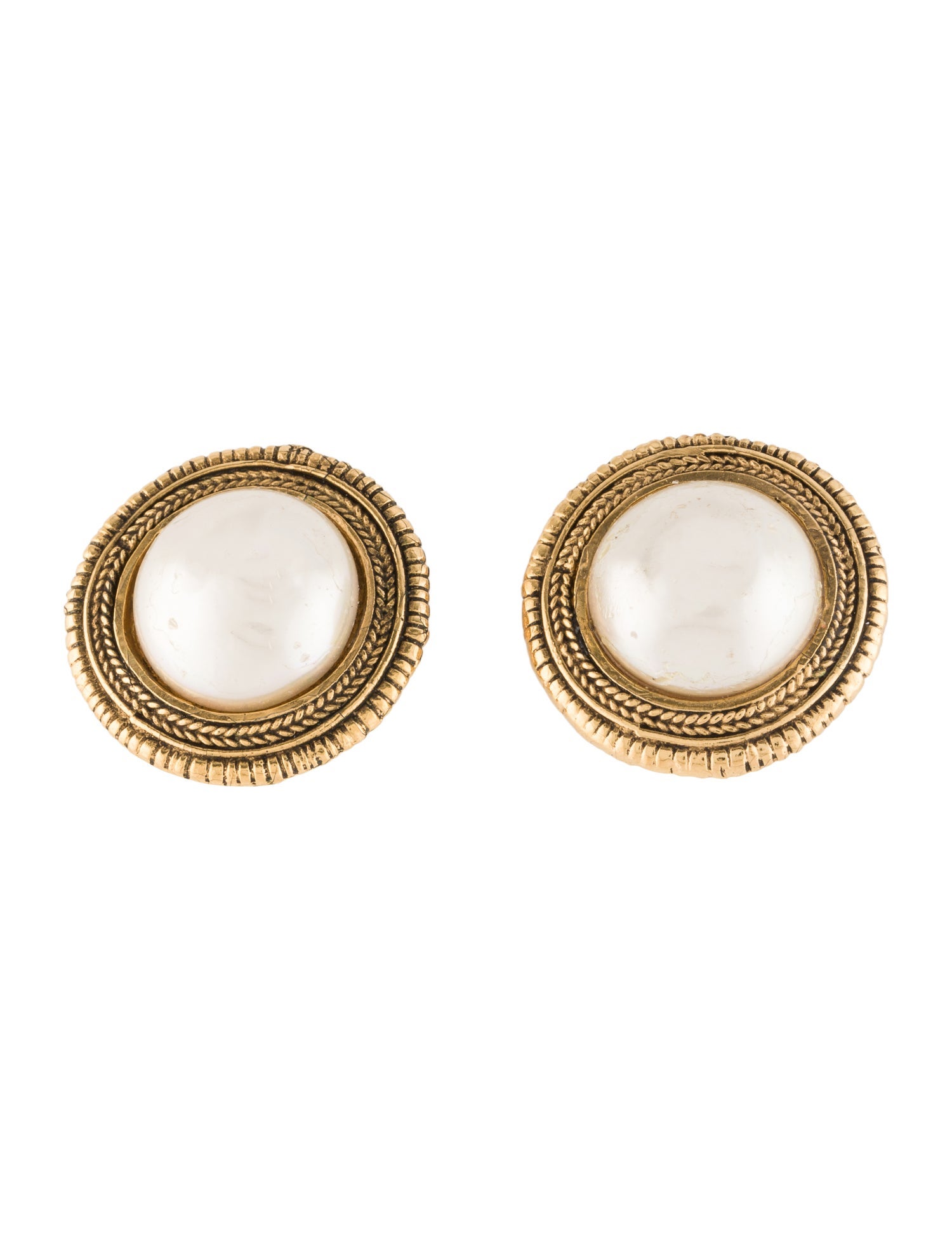Chanel Vintage Faux Pearl Clip-On Earrings