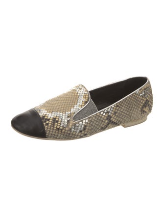 Chanel Interlocking CC Logo Snakeskin Loafers