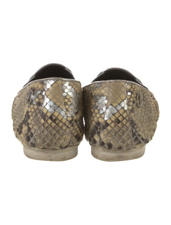 Chanel Interlocking CC Logo Snakeskin Loafers