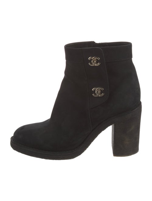 Chanel Interlocking CC Logo Suede Boots