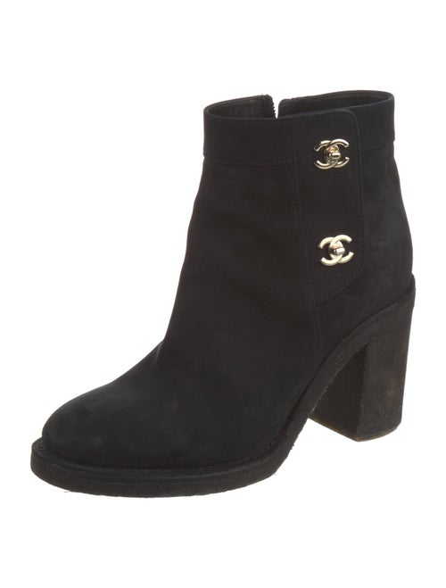 Chanel Interlocking CC Logo Suede Boots