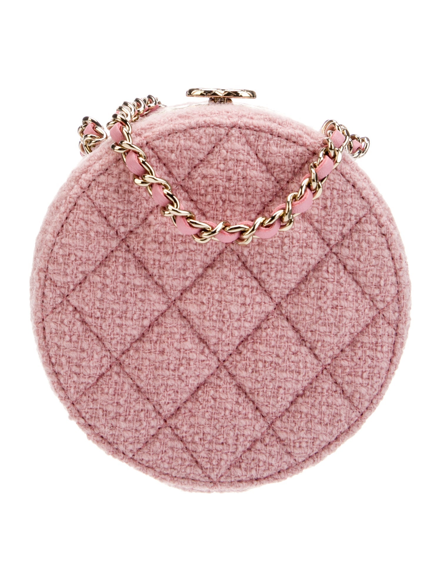 Chanel 2022 Round Tweed Clutch w/Chain