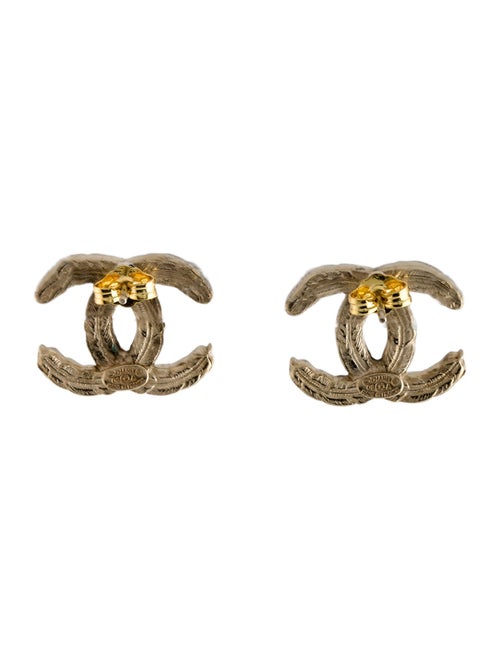 Chanel Feather Texture CC Stud Earrings