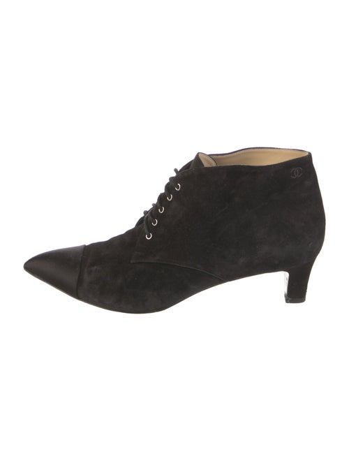 Chanel Interlocking CC Logo Suede Lace-Up Boots