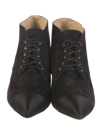 Chanel Interlocking CC Logo Suede Lace-Up Boots