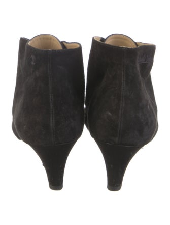 Chanel Interlocking CC Logo Suede Lace-Up Boots