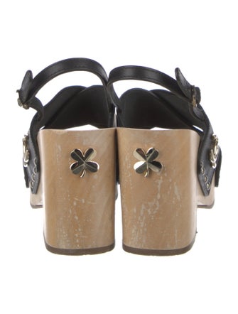 Chanel Interlocking CC Logo Leather Slingback Sandals