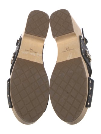 Chanel Interlocking CC Logo Leather Slingback Sandals