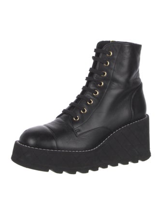 Chanel Interlocking CC Logo Leather Combat Boots