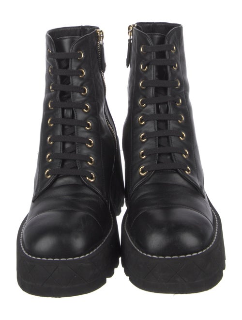Chanel Interlocking CC Logo Leather Combat Boots