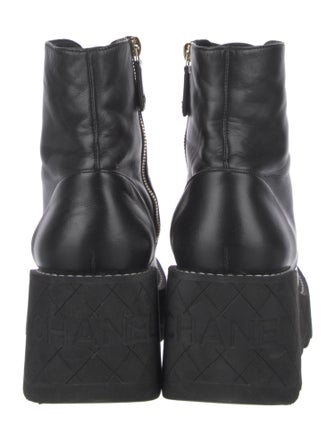 Chanel Interlocking CC Logo Leather Combat Boots
