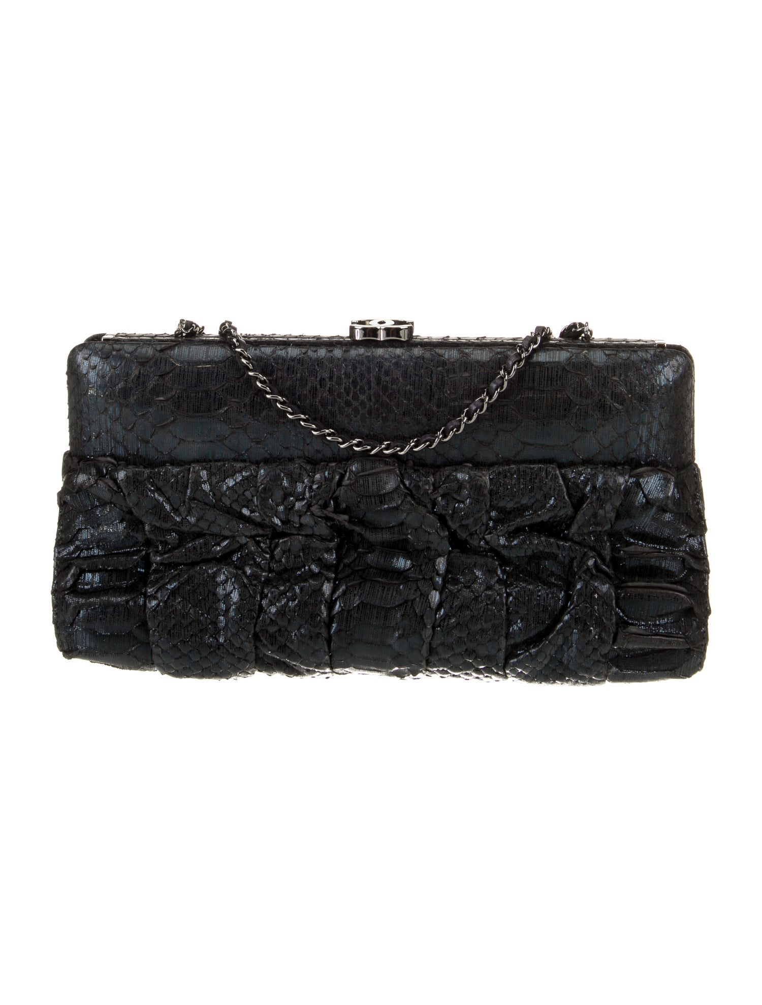 Chanel Python CC Frame Clutch On Chain