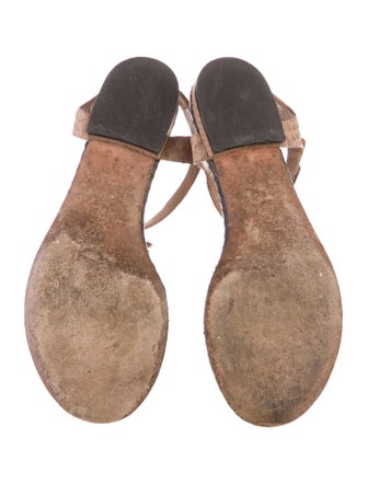 Chanel Interlocking CC Logo Snakeskin T-Strap Sandals