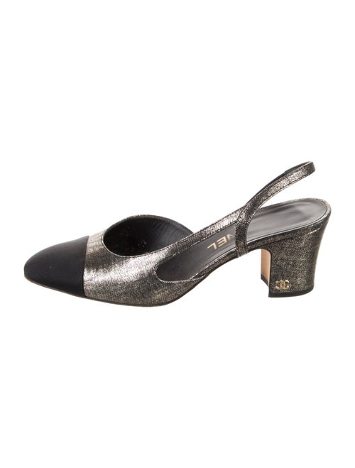 Chanel Interlocking CC Logo Leather Slingback Pumps