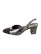 Chanel Interlocking CC Logo Leather Slingback Pumps