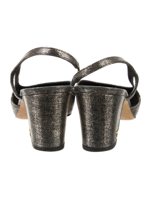 Chanel Interlocking CC Logo Leather Slingback Pumps