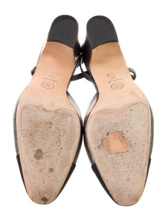 Chanel Interlocking CC Logo Leather Slingback Pumps