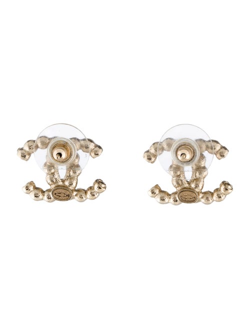 Chanel Faux Pearl & Strass CC Stud Earrings
