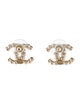 Chanel Faux Pearl & Strass CC Stud Earrings
