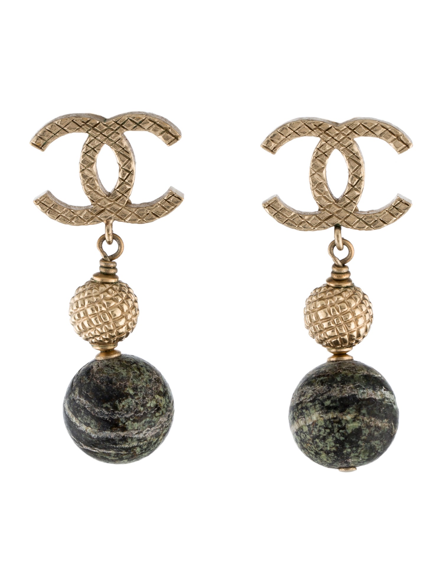 Chanel CC Bead Drop Earrings