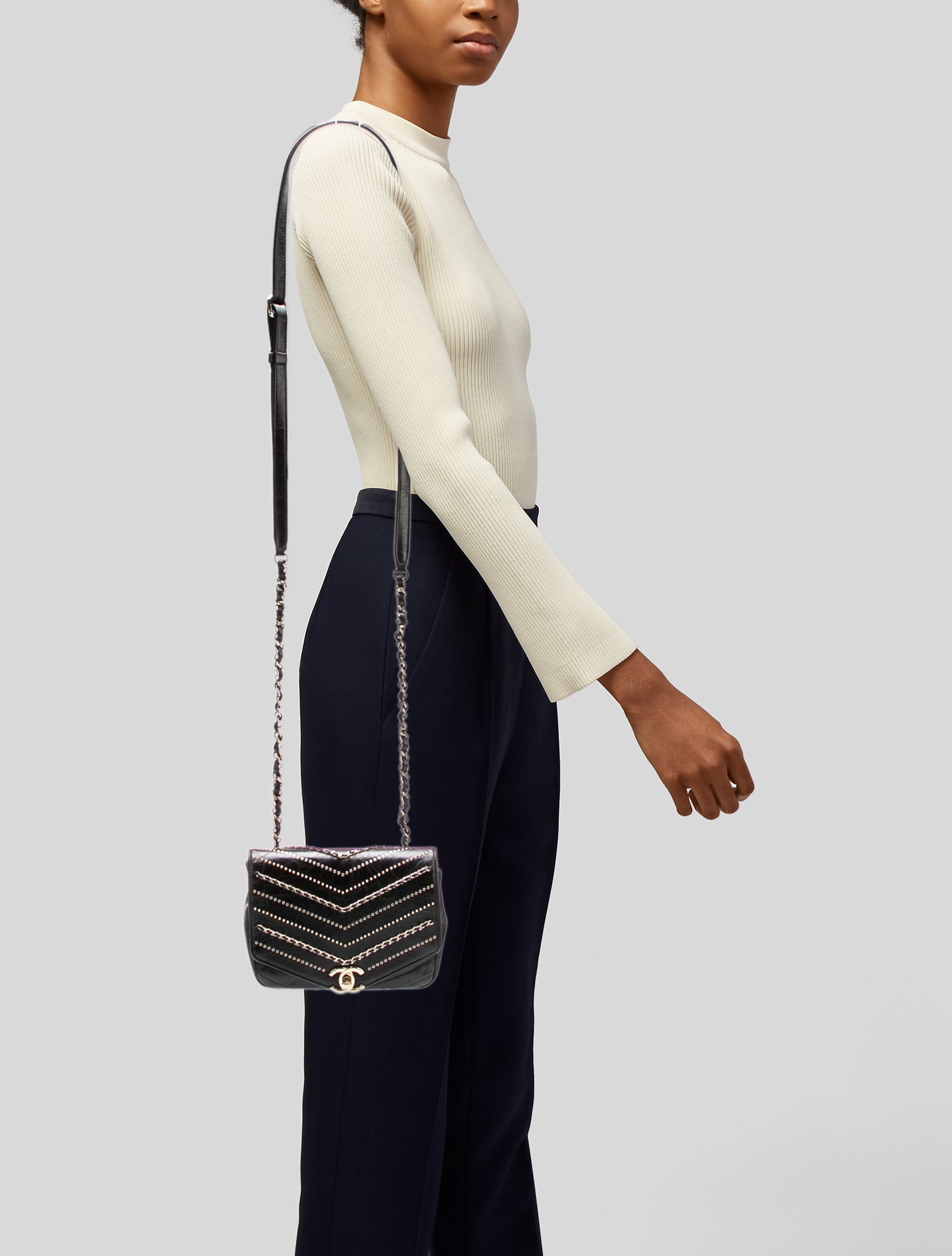 Chanel Mini Chevron Studded Flap Bag