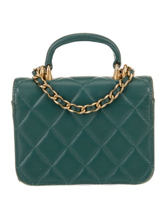 Chanel Top Handle Flap Coin Purse w/ Chain